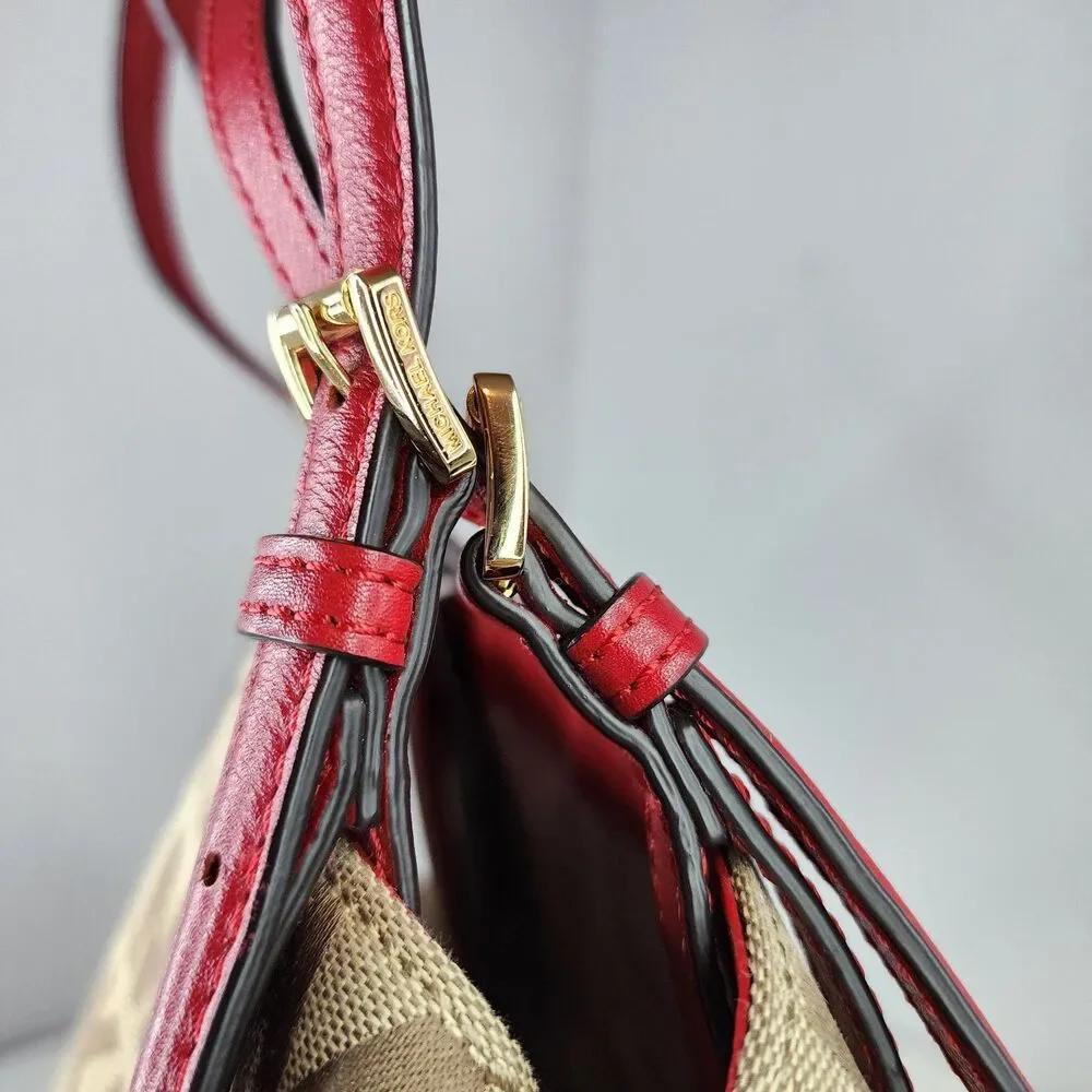 Michael Kors Jet Set Travel Large Tote Brown MK Signature Shoulder Bag Excellent - Picture 6 of 10